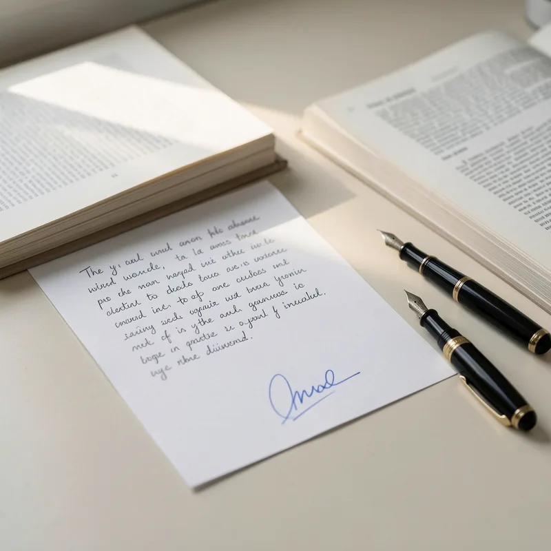 Feuille d&rsquo;autorisation signée posée près d&rsquo;un manuscrit et d&rsquo;un stylo